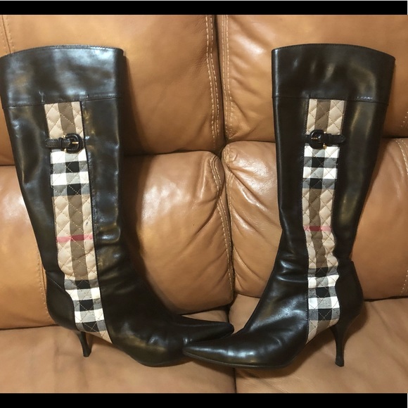 Burberry Shoes - Burberry knee high leather boots